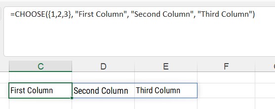 CHOOSE formula spilling across many columns