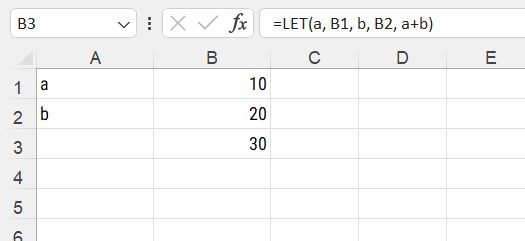 A simple LET formula with ranges