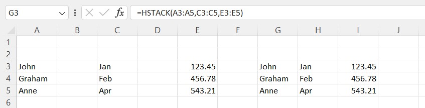 A simple HSTACK example