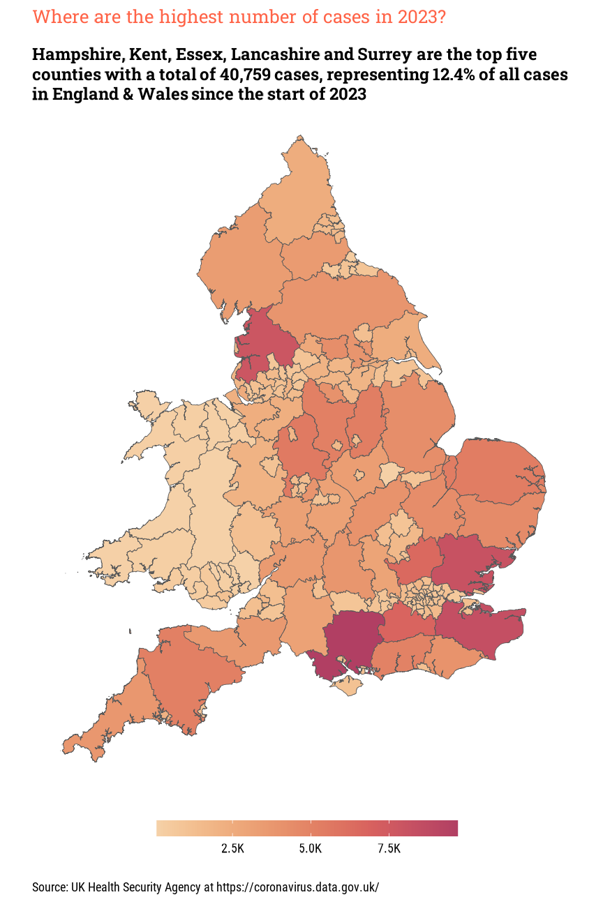 Top Ten Areas in England & Wales with amended legend