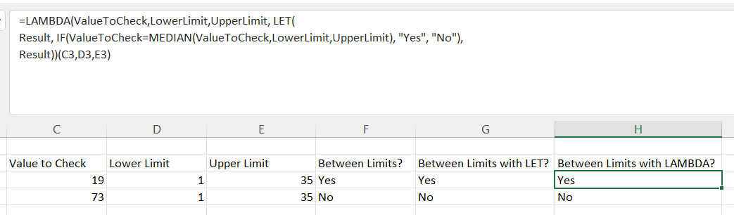 Using the LAMBDA function