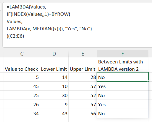 The final LAMBDA function